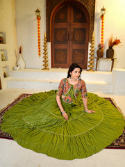 Women’s Olive Green Gujarati Garba Lehenga Choli
