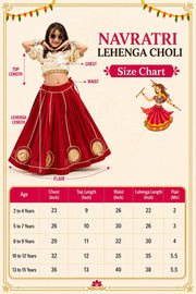 Girls Red Lehenga Choli Set with Gold Lace Work and Embellished Blouse