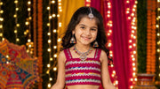 Girls’Traditional Lehenga Choli Set | Premium Roman Silk Navratri Garba Choli