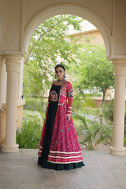 Women’s Lehenga with Bandhani Print Kutchi Gamthi Patchwork Top Traditional Ethnic Set