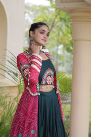 Women’s Lehenga with Bandhani Print Kutchi Gamthi Patchwork Top Traditional Ethnic Set