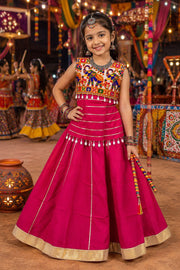 Girls’ Pink Traditional Navratri Garba Chaniya Choli Set