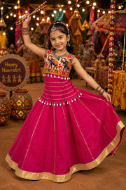 Girls’ Pink Traditional Navratri Garba Chaniya Choli Set