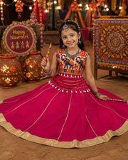 Girls’ Pink Traditional Navratri Garba Chaniya Choli Set