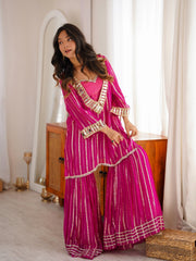 Women’s Pink Embroidered Kurta Palazzo Set