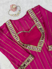 Women’s Pink Embroidered Kurta Palazzo Set