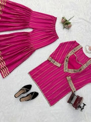 Women’s Pink Embroidered Kurta Palazzo Set