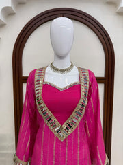 Women’s Pink Embroidered Kurta Palazzo Set