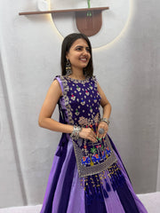 Women’s Vichitra Silk Lehenga Choli with Shrug Heavy Thread & Sequin Work