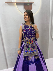 Women’s Vichitra Silk Lehenga Choli with Shrug Heavy Thread & Sequin Work