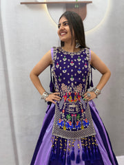 Women’s Vichitra Silk Lehenga Choli with Shrug Heavy Thread & Sequin Work