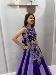 Women’s Vichitra Silk Lehenga Choli with Shrug Heavy Thread & Sequin Work