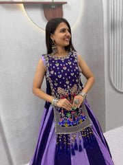 Women’s Vichitra Silk Lehenga Choli with Shrug Heavy Thread & Sequin Work
