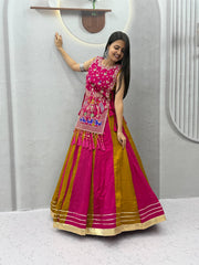 Women’s Vichitra Silk Lehenga Choli with Shrug Heavy Thread & Sequin Work