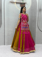 Women’s Vichitra Silk Lehenga Choli with Shrug Heavy Thread & Sequin Work