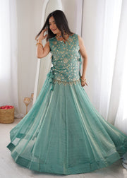 Women’s Silk Lehenga Choli Set with Embroidered Top