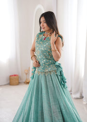 Women’s Silk Lehenga Choli Set with Embroidered Top