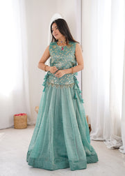 Women’s Silk Lehenga Choli Set with Embroidered Top