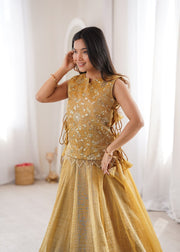 Women’s Silk Lehenga Choli Set with Embroidered Top