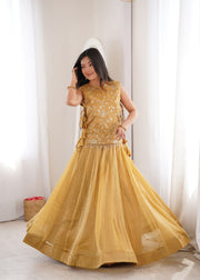 Women’s Silk Lehenga Choli Set with Embroidered Top