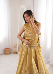 Women’s Silk Lehenga Choli Set with Embroidered Top