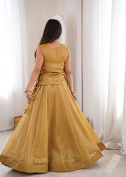 Women’s Silk Lehenga Choli Set with Embroidered Top