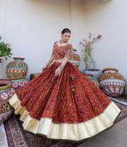 Heavy Muslin Cotton Real Mirror Work Fully Stitched Lehenga Choli with Dupatta