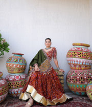 Heavy Muslin Cotton Real Mirror Work Fully Stitched Lehenga Choli with Dupatta