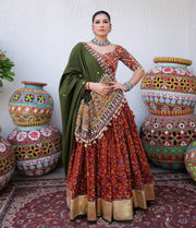 Heavy Muslin Cotton Real Mirror Work Fully Stitched Lehenga Choli with Dupatta