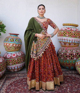 Heavy Muslin Cotton Real Mirror Work Fully Stitched Lehenga Choli with Dupatta