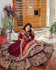 Women’s Maroon Gujarati Garba Lehenga Choli