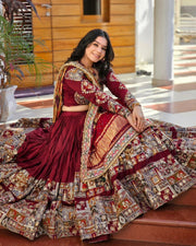 Women’s Maroon Gujarati Garba Lehenga Choli