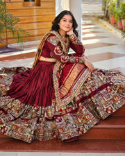 Women’s Maroon Gujarati Garba Lehenga Choli