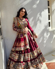 Women’s Maroon Gujarati Garba Lehenga Choli