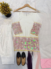 Women’s Natural Crep Silk Embroidered Salwar Suit Set