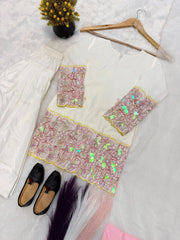 Women’s Natural Crep Silk Embroidered Salwar Suit Set