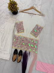 Women’s Natural Crep Silk Embroidered Salwar Suit Set