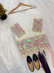 Women’s Natural Crep Silk Embroidered Salwar Suit Set