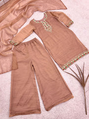 Women’s Embroidered Straight Kurta Palazzo Salwar Suit Set with Dupatta