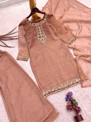 Women’s Embroidered Straight Kurta Palazzo Salwar Suit Set with Dupatta