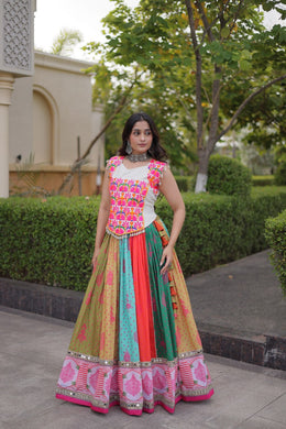 Women’s Cora Cotton Gamthi Embroidered Full-Stitched Lehenga Choli