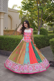 Women’s Cora Cotton Gamthi Embroidered Full-Stitched Lehenga Choli