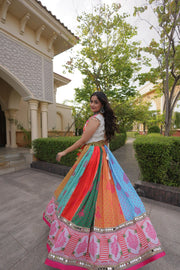 Women’s Cora Cotton Gamthi Embroidered Full-Stitched Lehenga Choli