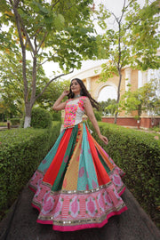 Women’s Cora Cotton Gamthi Embroidered Full-Stitched Lehenga Choli