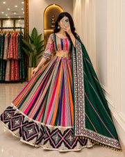 Women’s Designer Muslin Cotton Digital Print Mirror Work Lehenga Choli Set