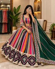 Women’s Designer Muslin Cotton Digital Print Mirror Work Lehenga Choli Set