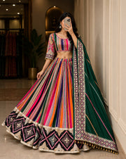 Women’s Designer Muslin Cotton Digital Print Mirror Work Lehenga Choli Set