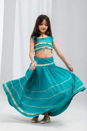 Girls Designer Lehenga Choli Set with Embellished Sleeveless Blouse
