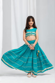 Girls Designer Lehenga Choli Set with Embellished Sleeveless Blouse