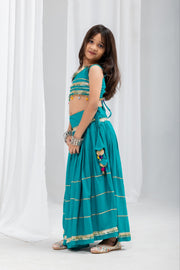Girls Designer Lehenga Choli Set with Embellished Sleeveless Blouse